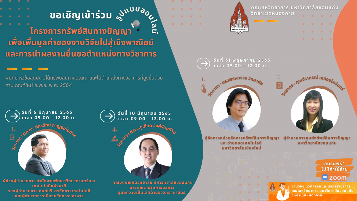 โครงการอบรมทรัพย์สินทางปัญญาเพื่อเพิ่มมูลค่างานวิจัยไปสู่เชิงพาณิชย์และการนำผลงานยื่นขอตำแหน่งทางวิชาการ